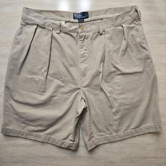 Polo Ralph Lauren Tyler Shorts Mens 37 Pleated Khaki Cotton Preppy‎ Classic - Picture 1 of 11